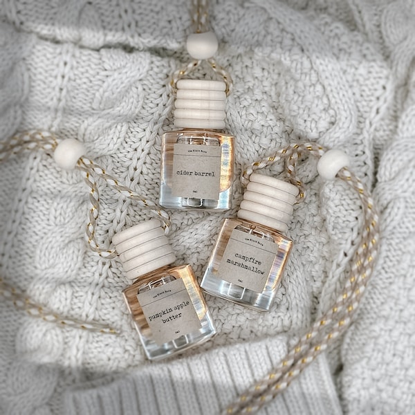 Fall/Winter Scented Car Diffuser: Hanging Air Freshener (8ml/10ml Refills Available)
