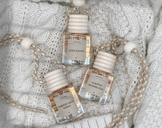 Fall/Winter Scented Car Diffuser: Hanging Air Freshener (8ml/10ml Refills Available)