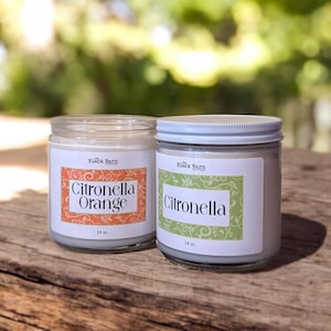 Citronella Soy Candle, Insect Repellent Candles, Citronella Orange Bug Repellent Candles, 2 Wick Candles, 14 oz. & 8 oz.