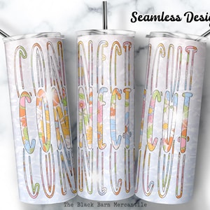 Connecticut Tumbler Wrap: Retro Flowers, Seamless Sublimation Design (Digital Download)
