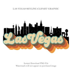 Rétro Las Vegas City Skyline, Sublimation Design, Nevada Clipart, Imprimer et découper l'autocollant, Téléchargement numérique, Décalcomanies d'État, Police rétro, PNG