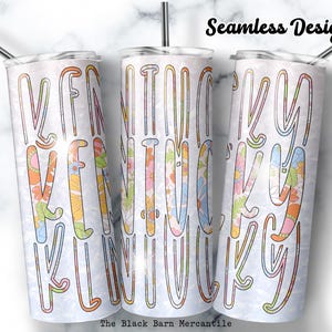 Kentucky Tumbler Wrap: Retro Floral State Design (Digital Download)