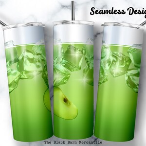 Iced Apple Drink 20 oz. Skinny Tumbler Wrap, Getränke Tumbler Wrap, Apple Clipart, Eiswürfel Tumbler Wrap, nahtlose Sublimation, Digital