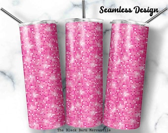 Hot Pink Sparkle 20 oz. Skinny Tumbler Wrap, Bling Wrap, Disco Ball Tumbler, Background Wrap, Seamless Sublimation Design, Digital Download