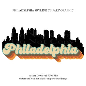 Rétro Philadelphie City Skyline, Sublimation Design, Pennsylvania Clipart, Print and Cut Sticker, Digital Download, State Decals, Retro Font