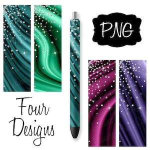 Diamanten &Satijn Pen Wraps, Vier Ontwerpen, Inkjoy Epoxy Pen Wraps, Pen Skins, Sublimatie Pen Design, Instant Digital Download, PNG