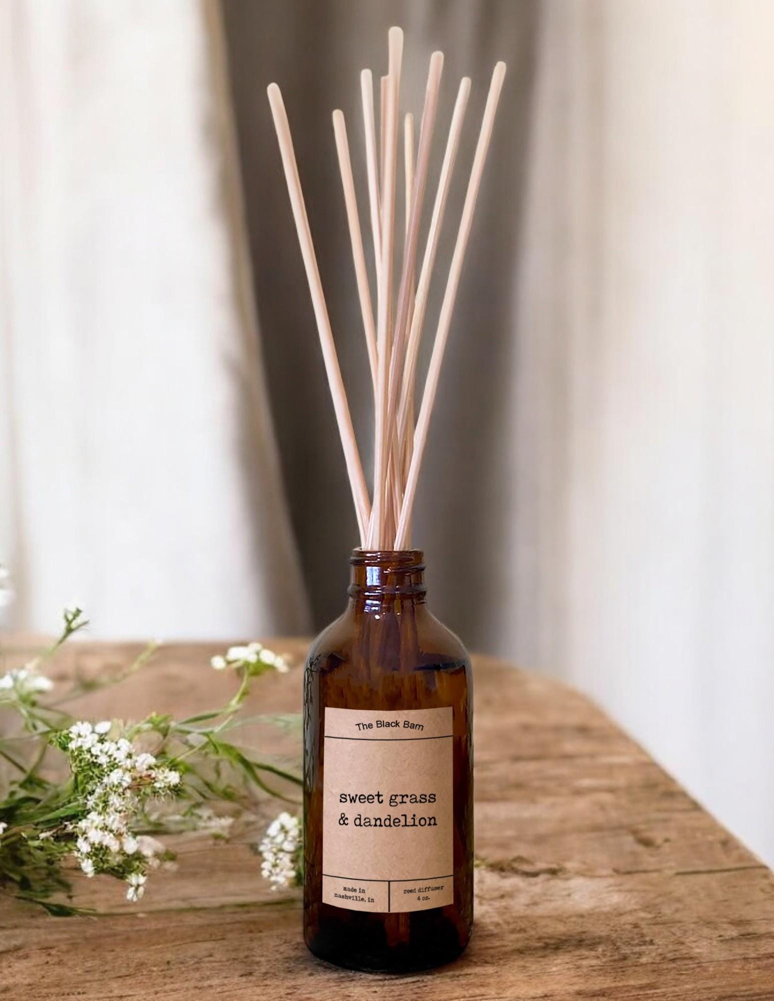 Spring/Summer Scented Reed Diffuser: Amber Glass, 4 oz, Choice of Fragrance