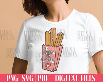 Te Quiero Un Churro SVG PNG PDF Mexican svg churro png, Latina svg, chicana style Mexican design, Street food art, Churro Illustration