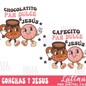 Conchas y Jesus, Cafecito Cristiana PNG, SVG, PDF, Sublimation t Shirt Design, Feliz Navidad pan dulce png file