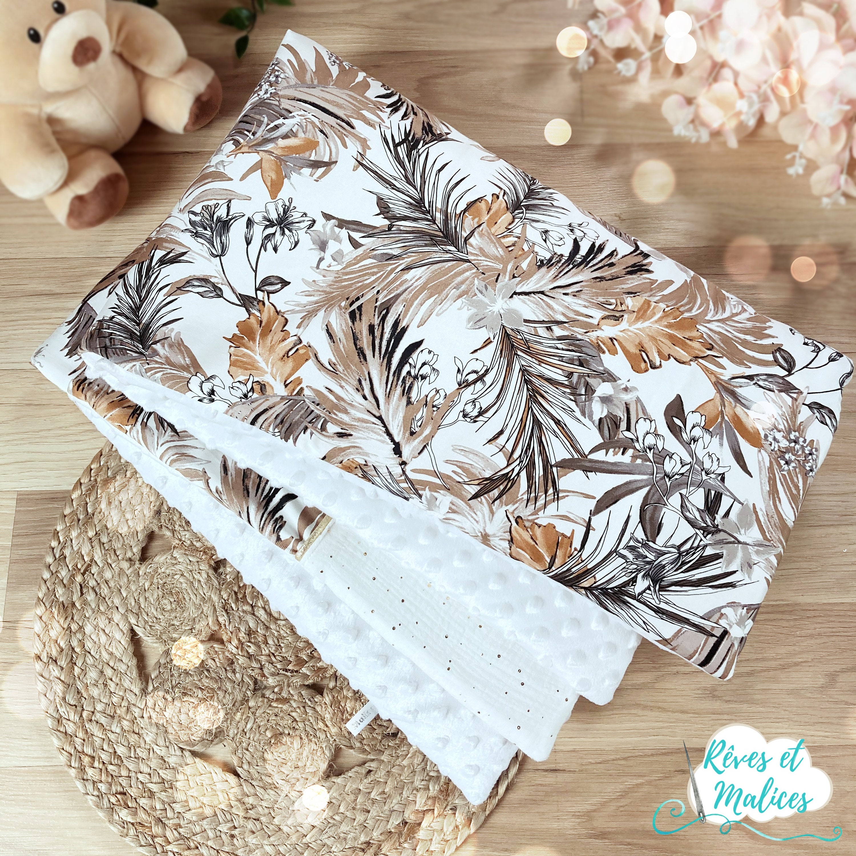 En Stock Couverture Hiver Pour Bébé en Minky et Coton Oeko-Tex Personnalisable Idéal Cadeau Naissanc