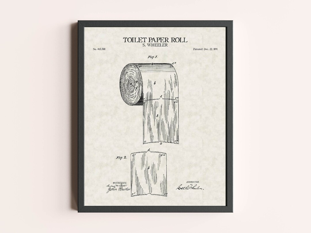 Toilet Paper Roll Patent Print | Washroom Print | Vintage Wall Art ...