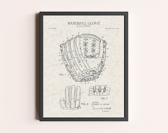Base Ball Glove Patent Print | Sports Print | Vintage Wall Art | Patent Art | Home Decor | Wall Decor