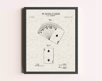 Playing Cards Patent Print | Table Game Print | Vintage Wall Art | Patent Art | Home Decor | Wall Decor