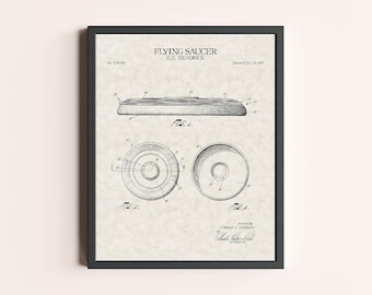 Frisbee Flying Saucer Patent Print | Ultimate Frisbee Print | Frisbee Golf Print | Vintage Wall Art | Patent Art | Sports Decor | Wall Decor