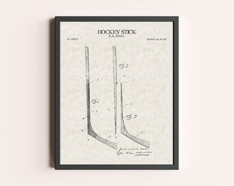 Hockey Stick Patent Print | Sports Print | Vintage Wall Art | Patent Art | Home Decor | Wall Decor