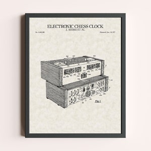 Chess Clock Print | Board Game Print | Vintage Wall Art | Patent Art | Home Decor | Wall Decor
