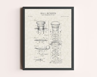 Pinball Machine Bumpers Print | Pinball Arcade Print | Vintage Arcade Wall Art | Patent Art | Games Room Decor | Wall Decor