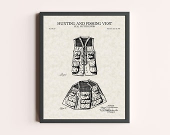 Fishing Vest Patent Print | Vintage Wall Art | Patent Art | Home Decor | Wall Decor | Fishing Wall Art