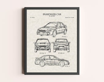 Subaru WRX Patent Print | Vintage Automobile Wall Art | Car Patent Print Art | Home Decor | Wall Decor | Garage Art Print | Office Art Print