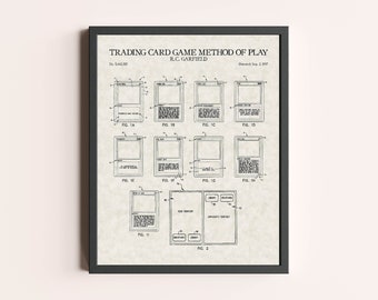 Magic The Gathering Card Game Patent Print | Table Game Print | Vintage Wall Art | Patent Art | Home Decor | Wall Decor