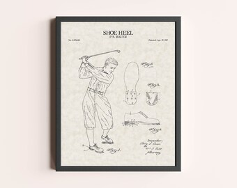 Golf Shoes Cleats Spikes Patent Print | Vintage Wall Art | Patent Art | Home Decor | Wall Decor | Sports Wall Art | Man Cave Art