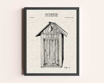 Outhouse Bathroom Patent Print | Vintage Wall Art | Patent Art | Cabin Decor | Camping Decor | Camping Wall Art | Outdoor Wall Art Print