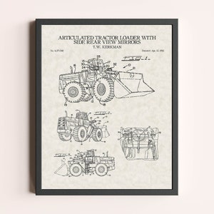 Tractor Loader Patent Print | Vintage Heavy Construction Wall Art | Patent Art | Home Decor | Wall Decor