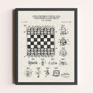 Chess and Checkers Patent Print | Board Game Print | Vintage Wall Art | Patent Art | Home Decor | Wall Decor