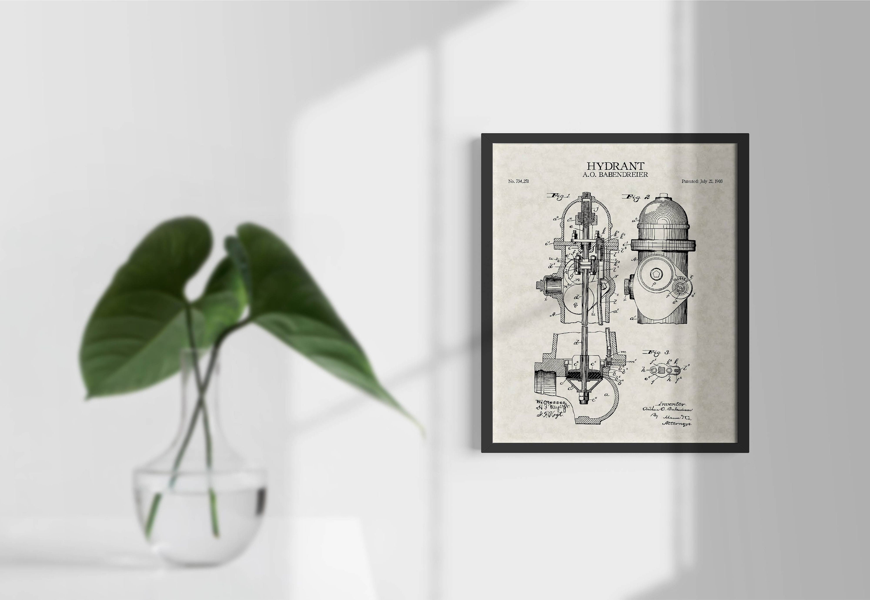 Fire Hydrant Patent Print | Firefighter Art Print | Vintage Wall Art ...