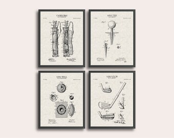 Golf Set of 4 Patent Print | Vintage Wall Art | Golf Patent Art | Home Decor | Wall Decor | Sports Wall Art | Man Cave Art