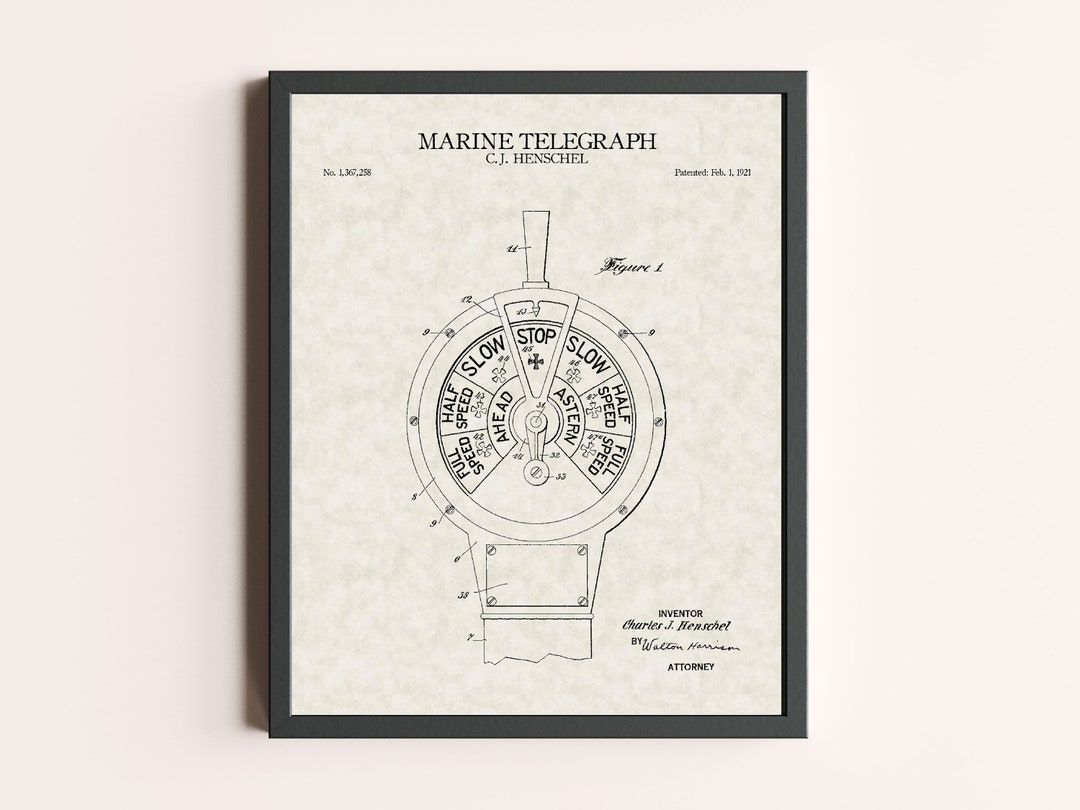 Marine Telegraph Patent Print Vintage Sail Boat Art Print Nautical Wall ...