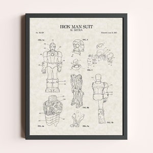 Puede incluir: Dibujo en blanco y negro de un patente para un traje de Iron Man. El patente es el n&uacute;mero 30.420 y se present&oacute; el 12 de junio de 2003. El dibujo muestra diferentes vistas del traje, incluyendo el cuerpo completo, la cabeza y los brazos.