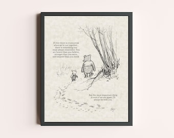 If ever there is tomorrow... Winnie the Pooh Quote Print | Children Baby Nursery Wall Decor | Classic Winnie the Pooh Quote Print