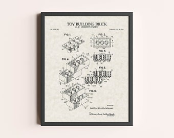 Toy Building Brick Patent Print | Vintage Toy Wall Art | Patent Art | Home Decor | Wall Decor