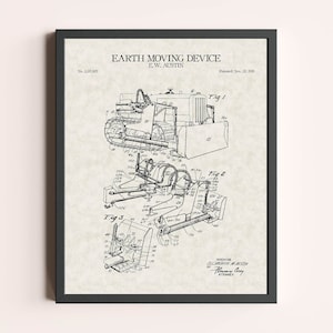 Bulldozer Patent Print | Vintage Heavy Construction Equipment Wall Art | Patent Art | Home Decor | Wall Decor