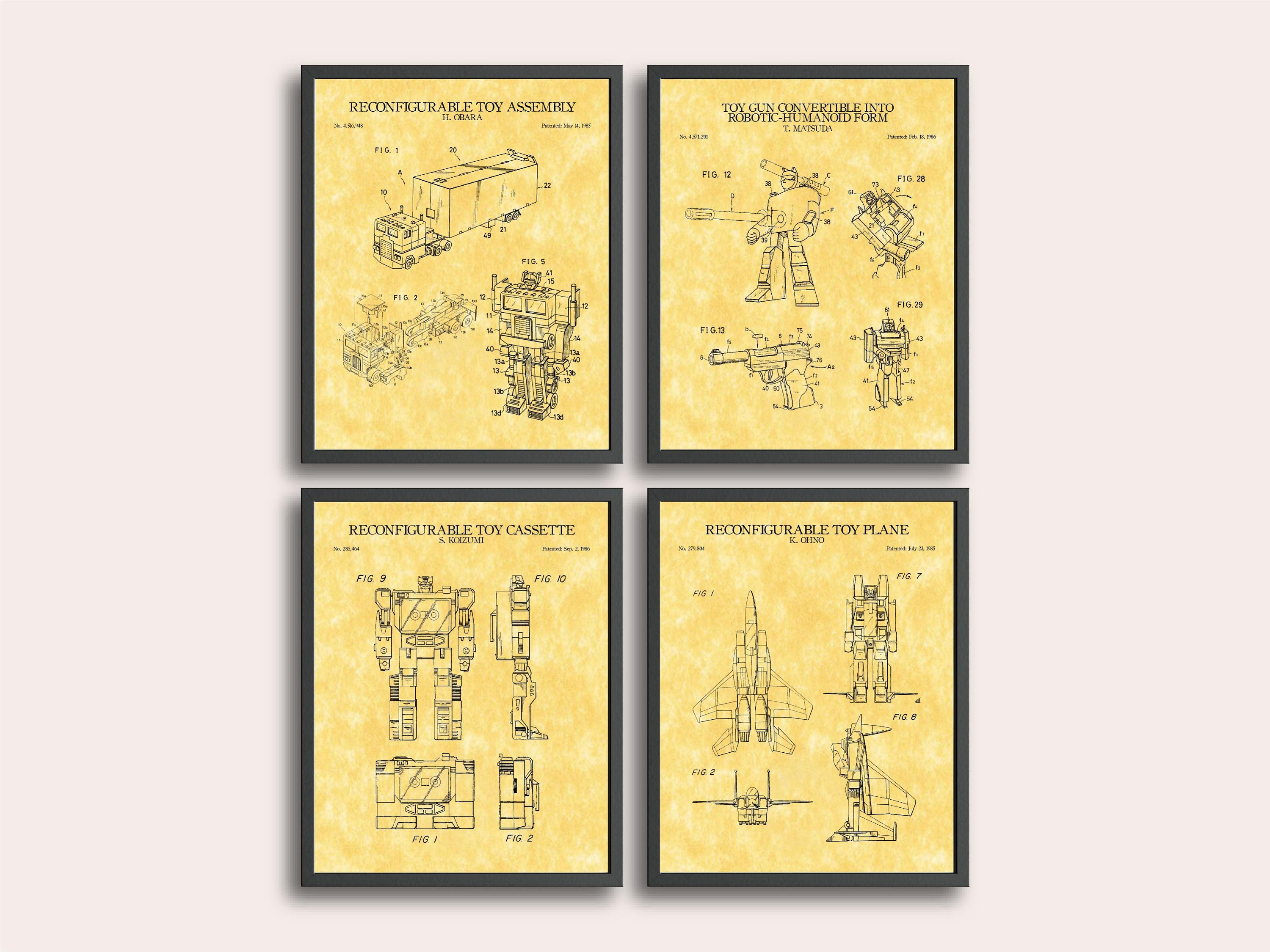 Transformers Set of 4 Patent Print | Vintage Wall Art | Autobots ...