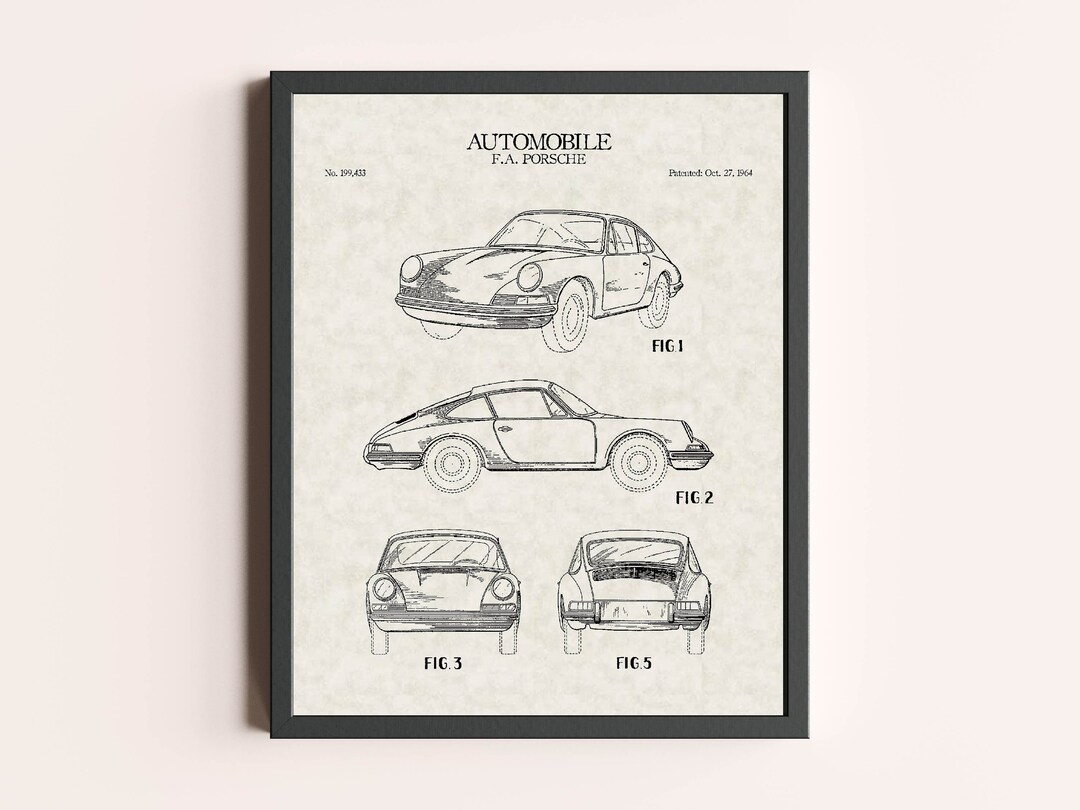 Porsche 1964 Patent Print | Vintage Automobile Wall Art | Car Patent ...