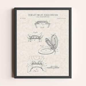 Toilet Seat and Cover Patent Print | Washroom Print | Vintage Wall Art | Patent Art | Home Decor | Wall Decor