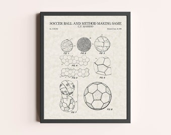 Soccer Ball Patent Print | Sports Print | Vintage Wall Art | Patent Art | Home Decor | Wall Decor