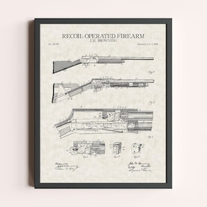Browning Automatic 5 Auto-5 A-5 Shotgun Patent Print | Vintage Shotgun Art | Vintage Wall Art | Patent Art | Home Decor | Wall Decor