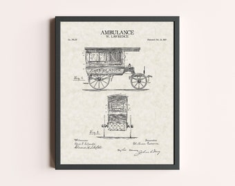 Ambulance EMS Car Vehicle Response Vehicle Patent Print | Vintage Wall Art | Patent Art | Home Decor | Wall Decor