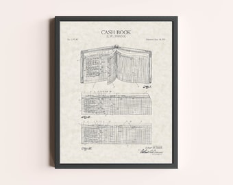 Accountant Cash Book Ledger Patent Print | Accountant Print | Banker Print | Vintage Wall Art | Patent Art | Home Decor | Wall Decor