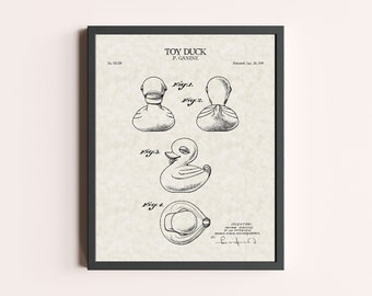 Rubber Duck Patent Print | Children Toy Print | Toy Fan Gift | Patent Art | Home Decor | Wall Decor