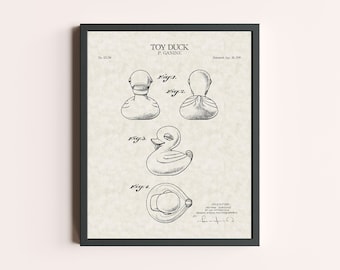 Rubber Duck Patent Print | Children Toy Print | Toy Fan Gift | Patent Art | Home Decor | Wall Decor