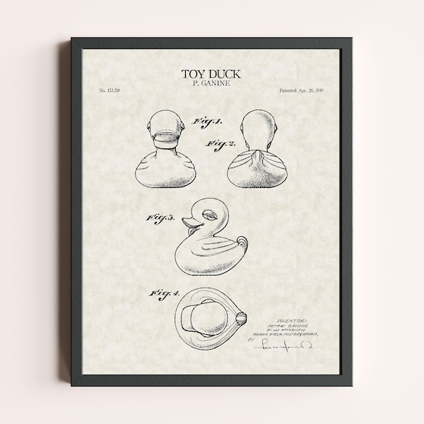 Rubber Duck Patent Print | Children Toy Print | Toy Fan Gift | Patent Art | Home Decor | Wall Decor