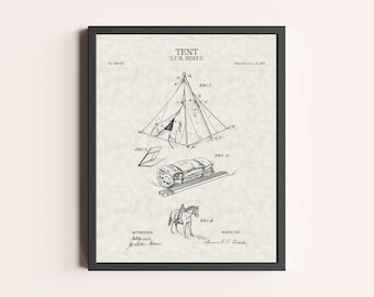 Tent Patent Print | Vintage Wall Art | Patent Art | Home Decor | Wall Decor | Camping Wall Art | Rustic Wall Art | Outdoor Wall Art