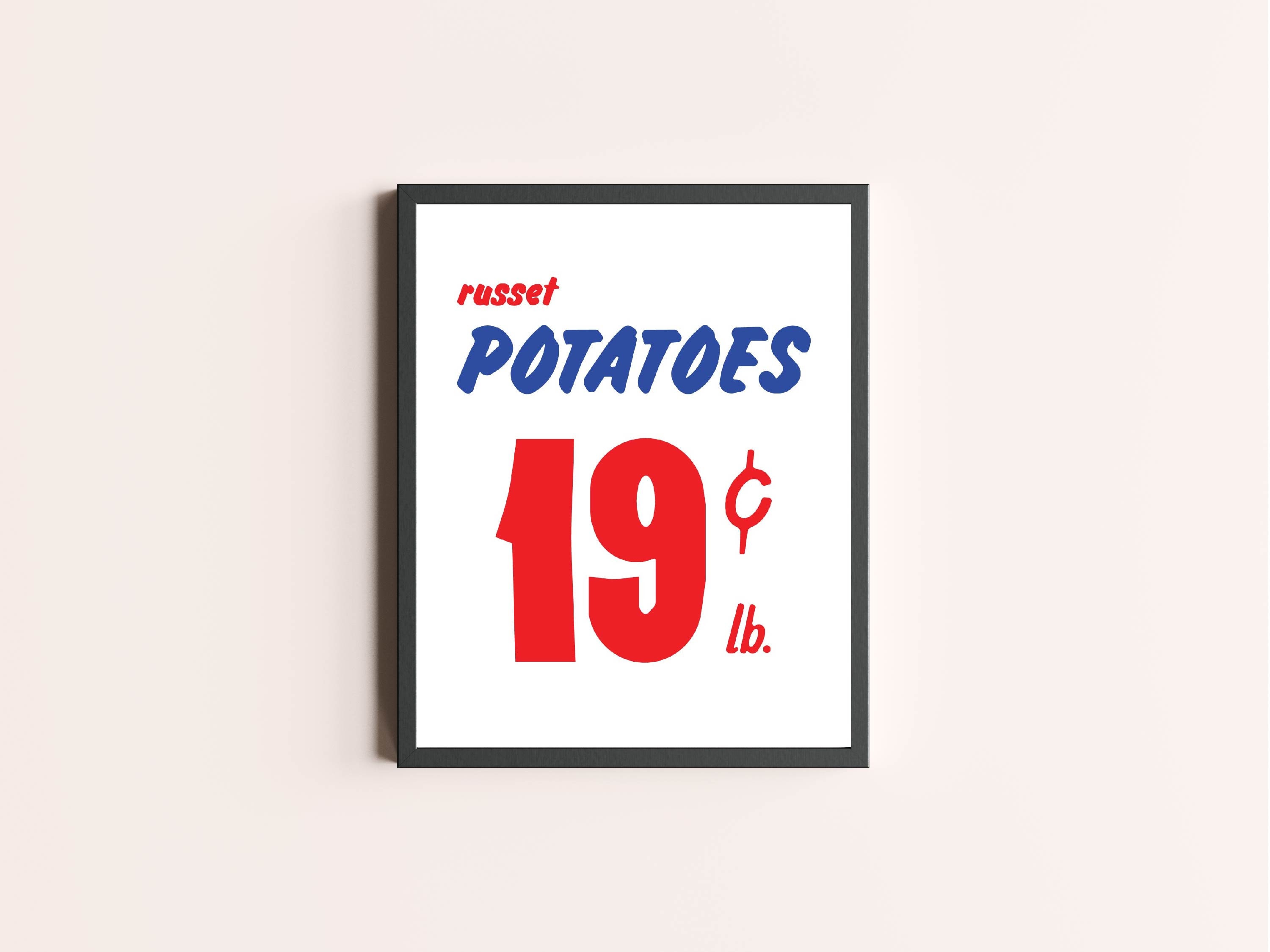 Rustic Potato Sign Russet Potatoes Print | Vintage Grocery Sign Print | Vintage Wall Art ...