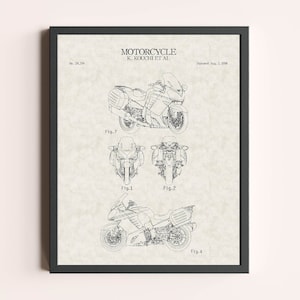 Motorcycle Kawasaki Patent Print | Vintage Wall Art | Patent Art | Home Decor | Wall Decor | Vintage Motorcycle Print