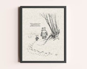 Life is a journey to be experienced... Winnie the Pooh Quote Print | Children Baby Nursery Wall Decor | Classic Winnie the Pooh Quote Print