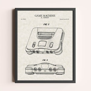 Nintendo 64 (N64) Console Patent Print | Video Game Patent Print | Vintage Wall Art | Patent Art | Home Decor | Wall Decor